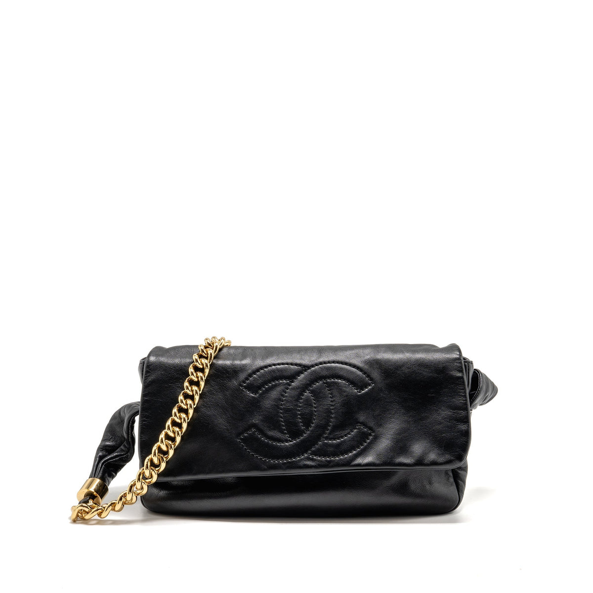 CHANEL RODEO DRIVE FLAP BAG CALFSKIN BLACK GHW