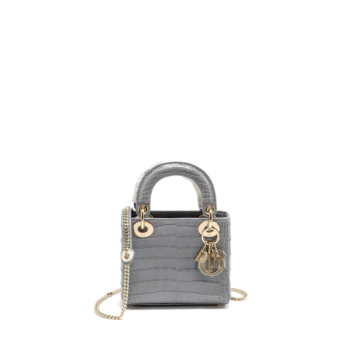 DIOR MINI LADY DIOR ALLIGATOR MISSISSIPPIENSIS GREY LGHW