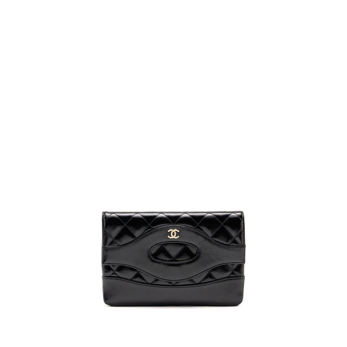 CHANEL 24S MINI 31 CLUTCH BAG SHINY LAMBSKIN BLACK LGHW (MICROCHIP)