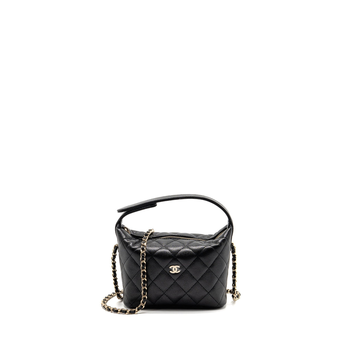 CHANEL 25C QUILTED HOBO BAG CAVIAR BLACK LGHW (MICROCHIP)