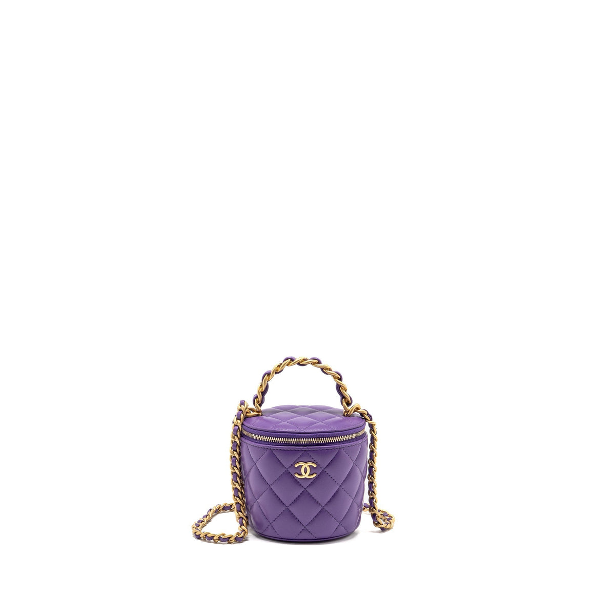 CHANEL 22A VANITY WITH CHAIN LAMBSKIN PURPLE GHW (MICROCHIP)