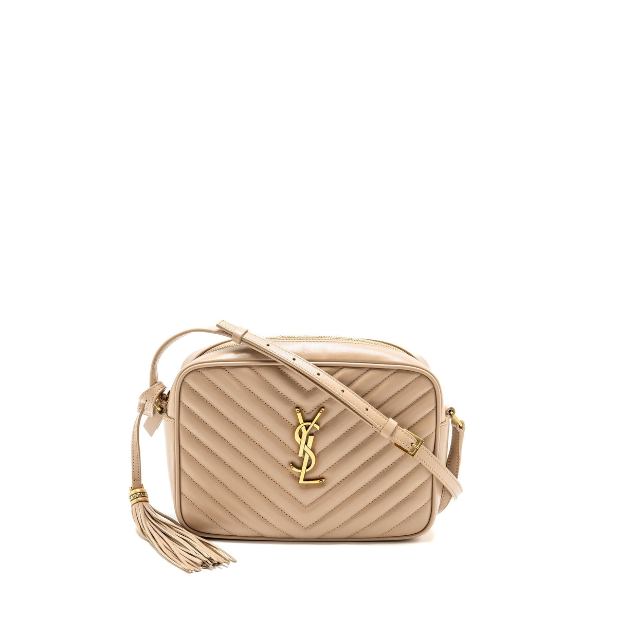 SAINT LAURENT/YSL LOU CAMERA BAG CALFSKIN BEIGE GHW