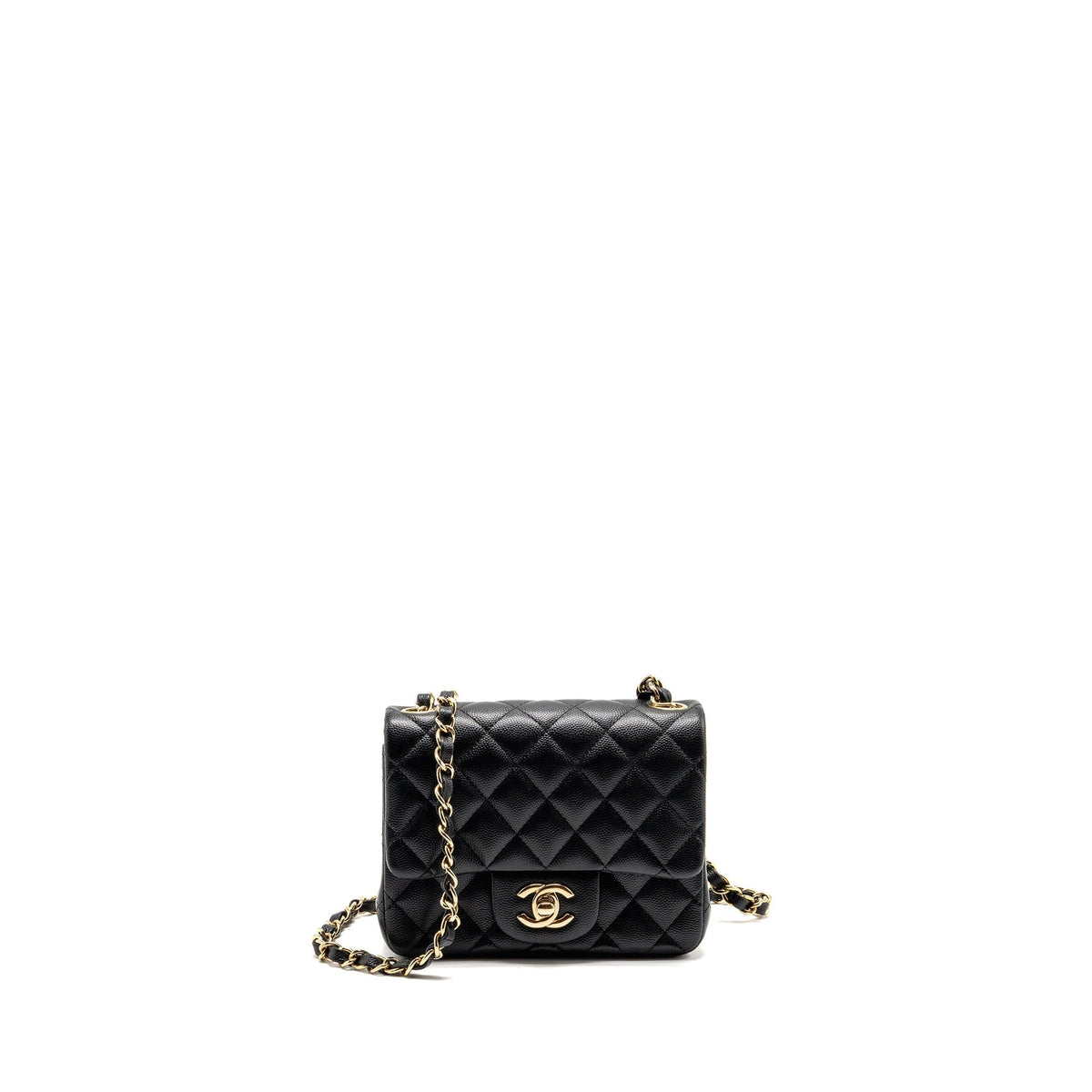 CHANEL MINI SQUARE FLAP BAG CAVIAR BLACK LGHW