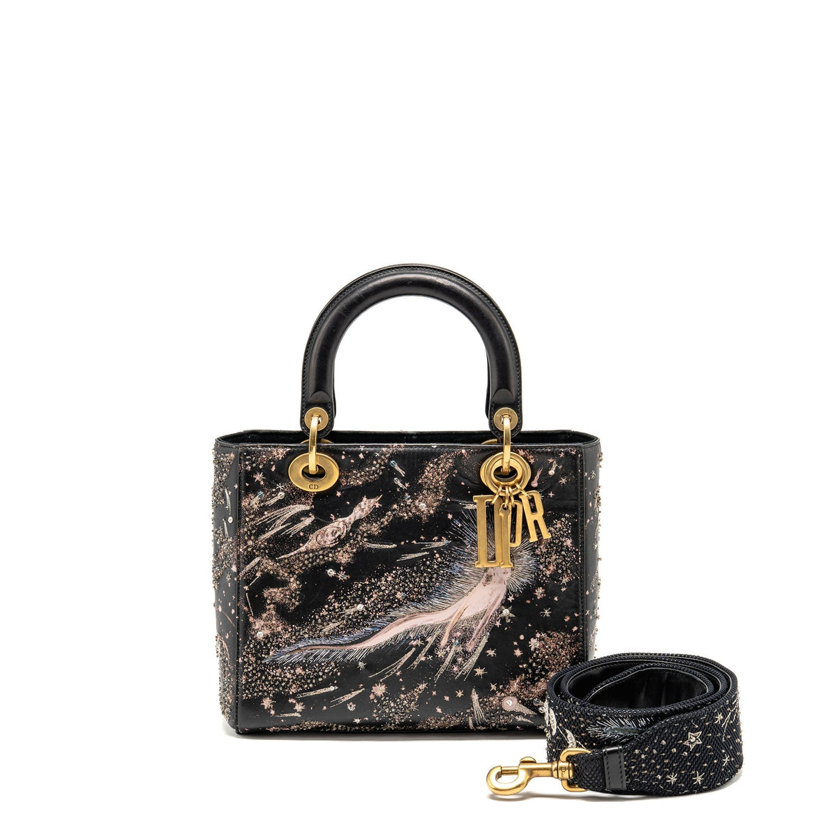 DIOR MEDIUM LADY DIOR I FEEL BLUE LIMITED EDITION EMBELLISHED LAMBSKIN MULTICOLOUR GHW