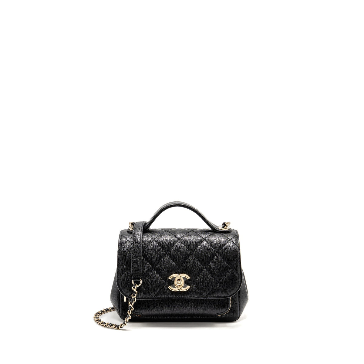 CHANEL SMALL BUSINESS AFFINITY CAVIAR BLACK LGHW (MICROCHIP)