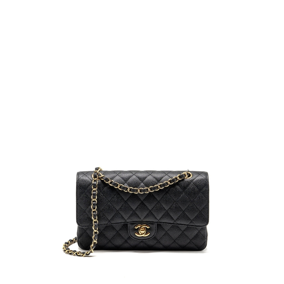 CHANEL MEDIUM CLASSIC DOUBLE FLAP BAG CAVIAR BLACK GHW