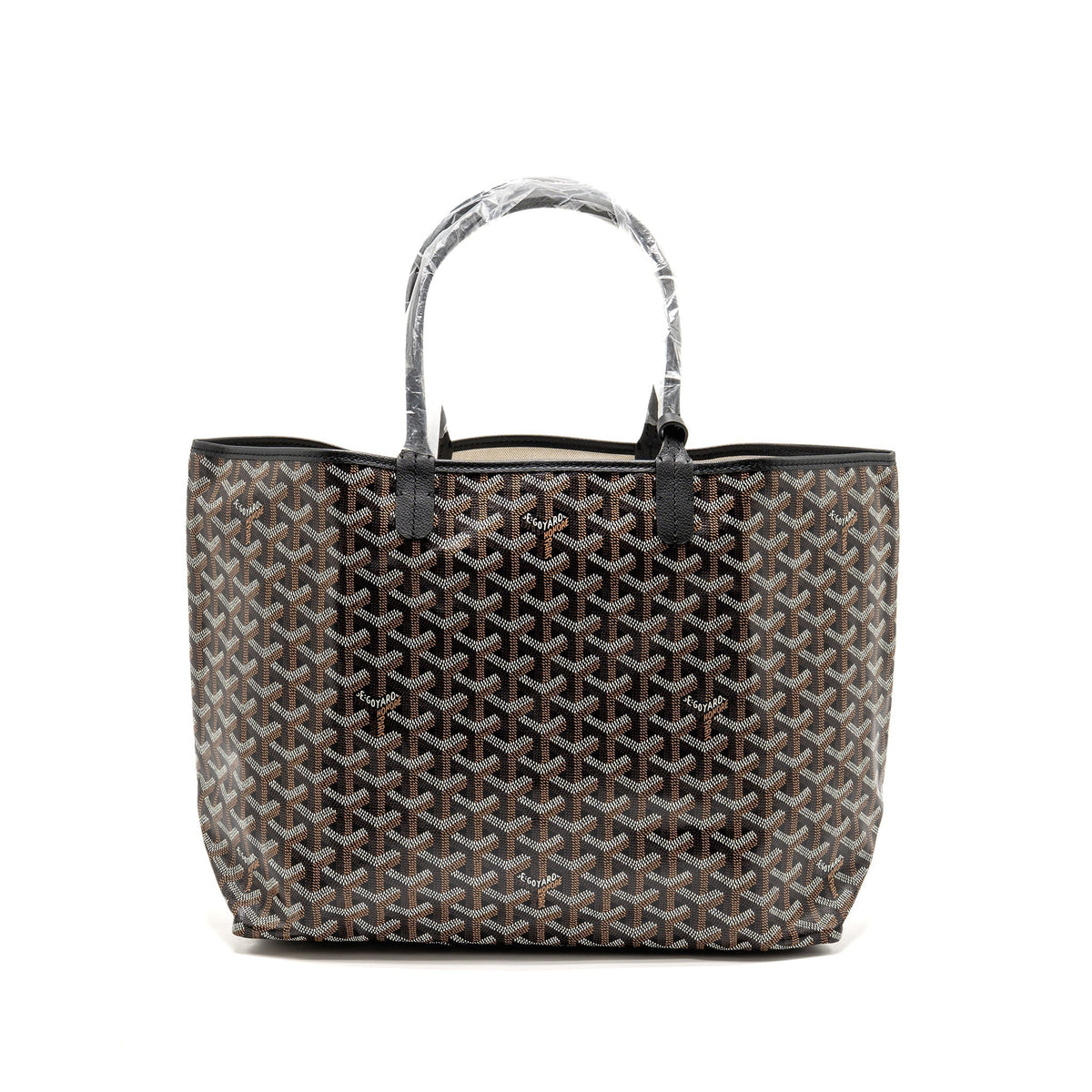 GOYARD SAINT LOUIS PM TOTE GOYARDINE CANVAS/CALFSKIN BLACK SHW
