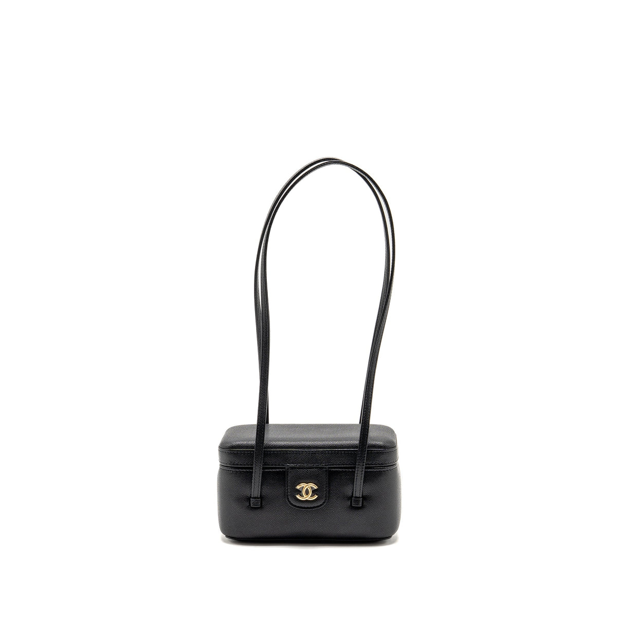 CHANEL 26P PREPPY COCO MINI VANITY SHOULDER BAG CAVIAR BLACK GHW (MICROCHIP)
