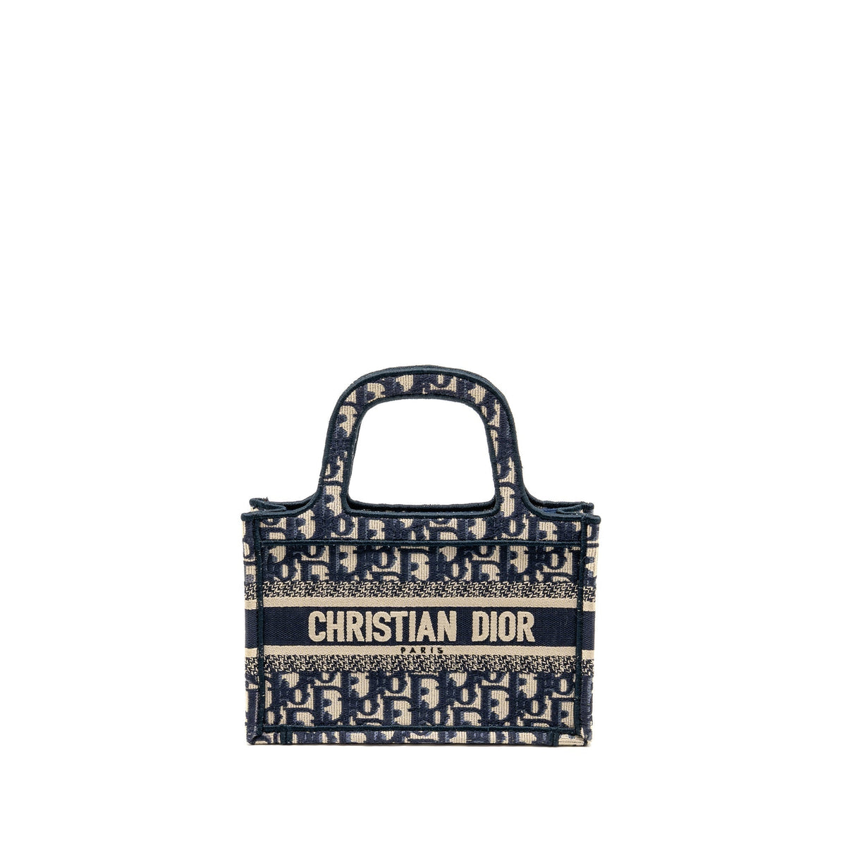 DIOR MINI BOOK TOTE BAG BLUE OBLIQUE EMBRIODERY