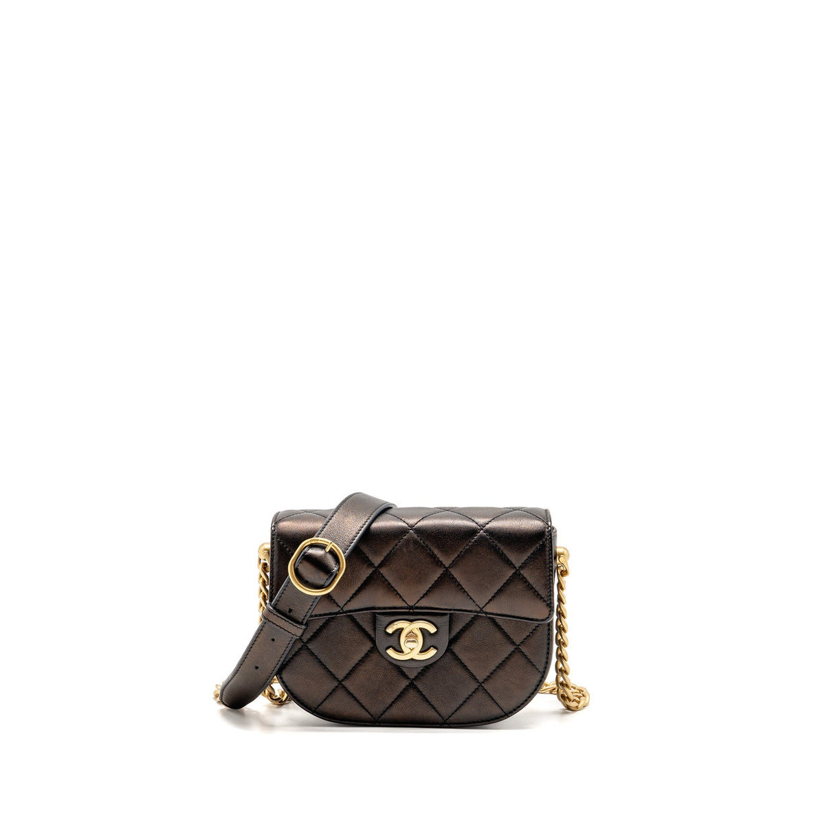 CHANEL 21S MOON MESSENGER BAG CALFSKIN BLACK GHW