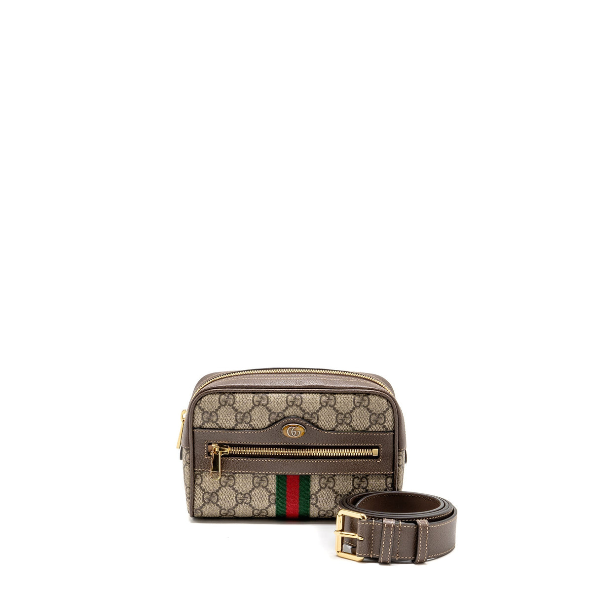 GUCCI SIZE 85 OPHIDIA SMALL BELT BAG GG SUPREME CANVAS GHW