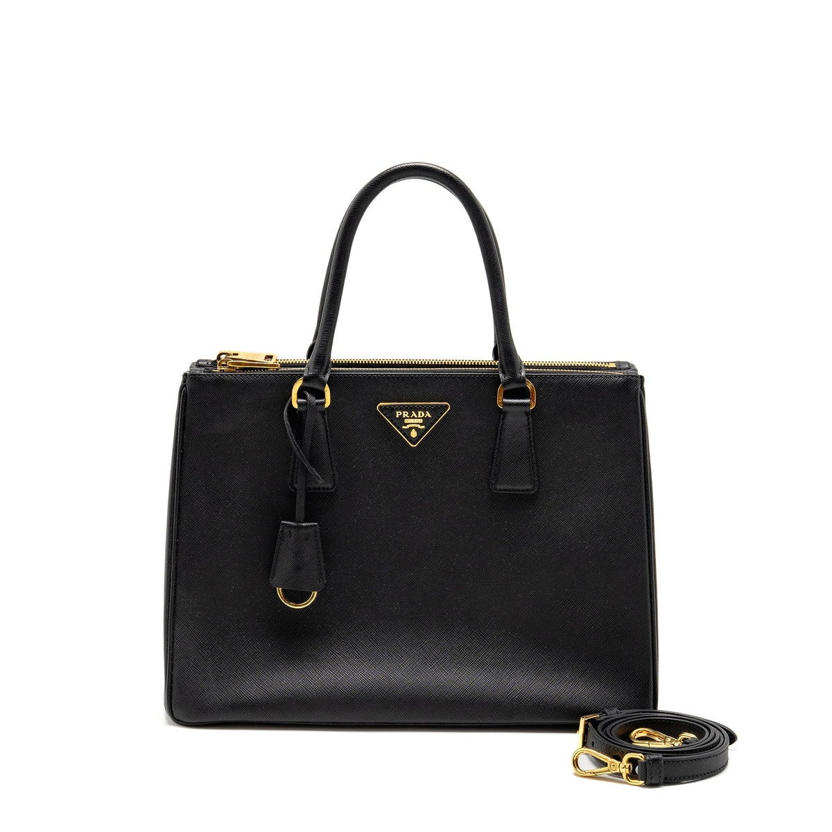 PRADA LARGE SAFFIANO TOTE BAG GALLERIA SAFFIANO LEATHER BLACK GHW