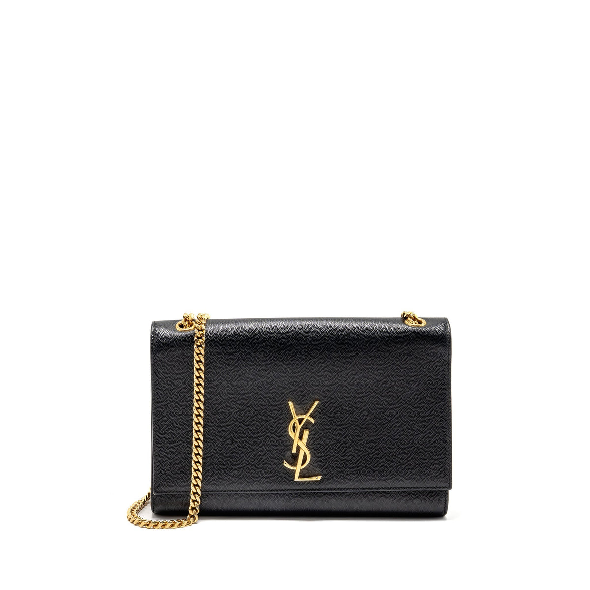 SAINT LAURENT/YSL LARGE KATE CHAIN BAG GRAINED CALFSKIN BLACK GHW