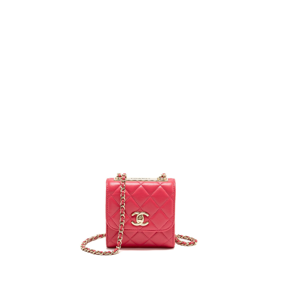 CHANEL MINI TRENDY CC CLUTCH WITH CHAIN LAMBSKIN PINK LGHW
