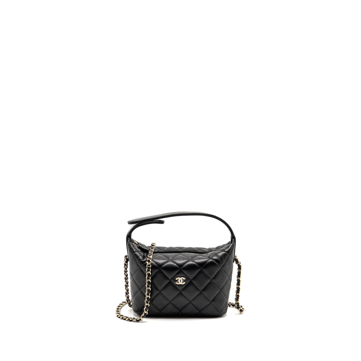 CHANEL 25C QUILTED HOBO BAG CAVIAR BLACK GHW (MICROCHIP)