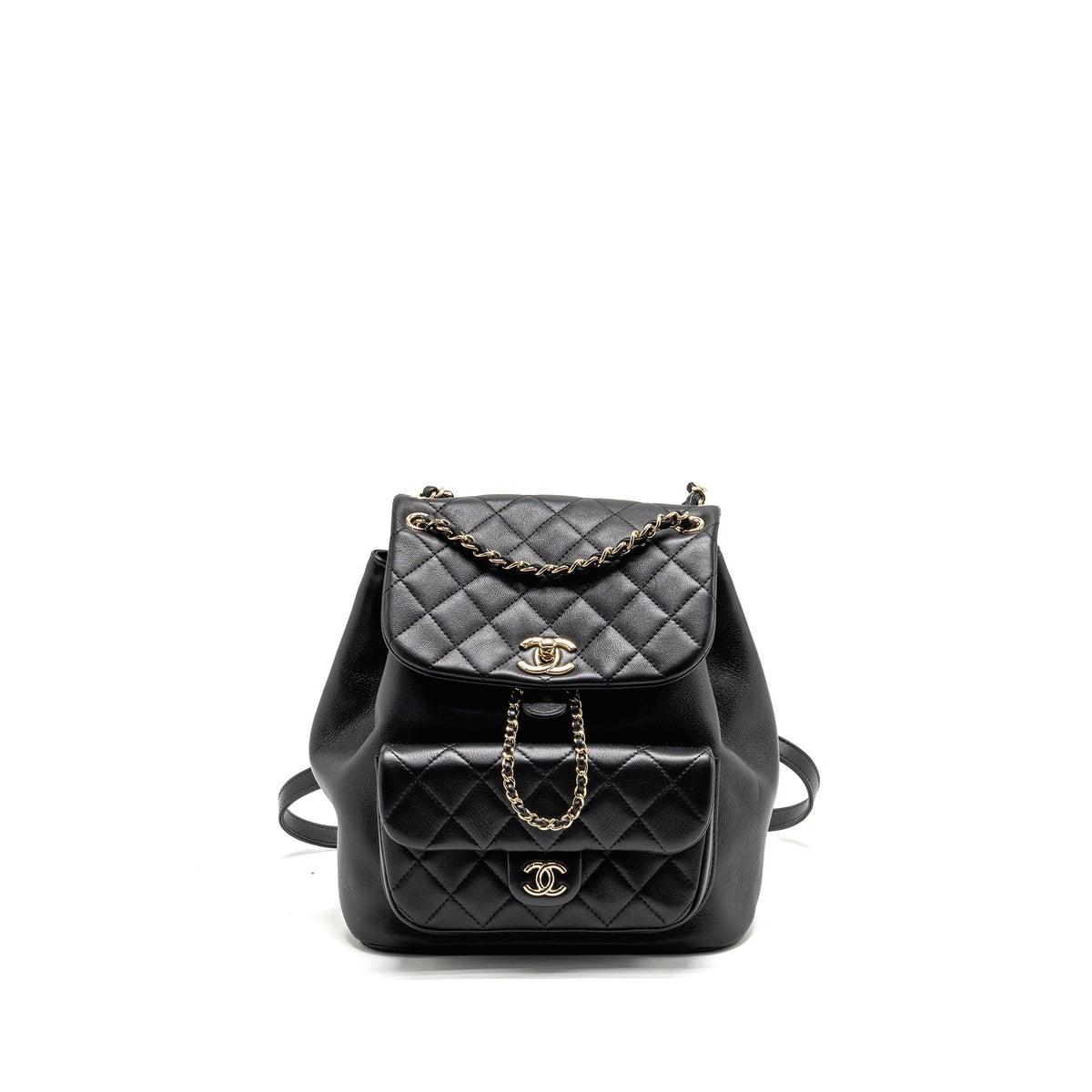 CHANEL LARGE DUMA BACKPACK CALFSKIN BLACK LGHW (MICROCHIP)