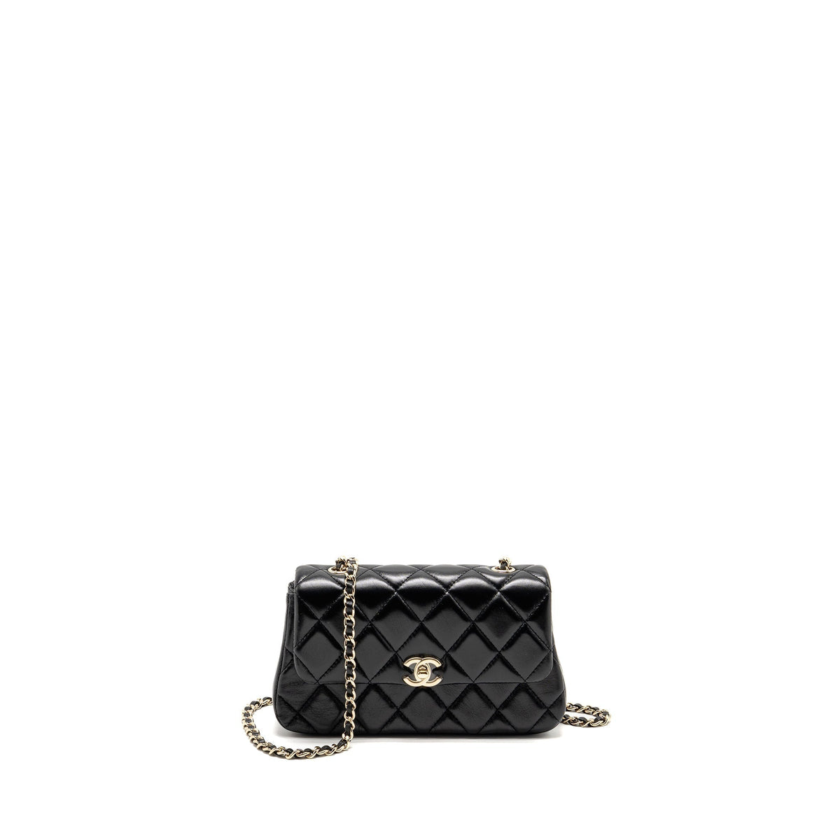 CHANEL 25S MINI FLAP BAG LAMBSKIN BLACK GHW(MICROCHIP)
