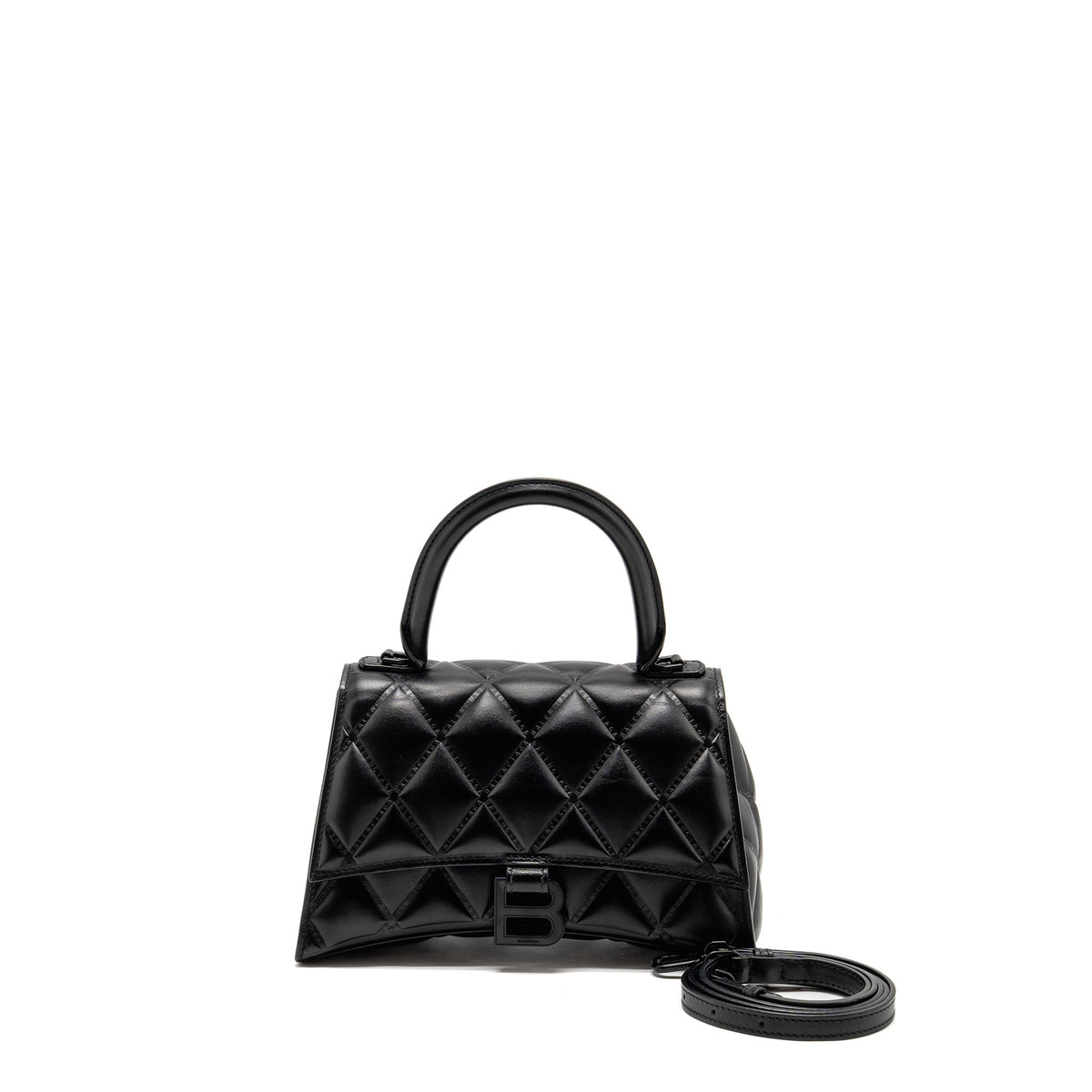 BALENCIAGA SMALL HOURGLASS BAG QUILTED CALFSKIN SO BLACK