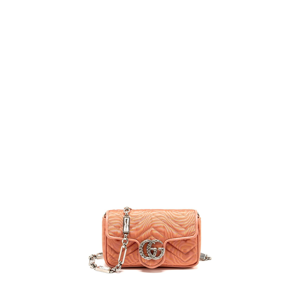 GUCCI MINI GG MARMONT CRYSTAL CHAIN FABRIC/ CRYSTAL PINK SHW
