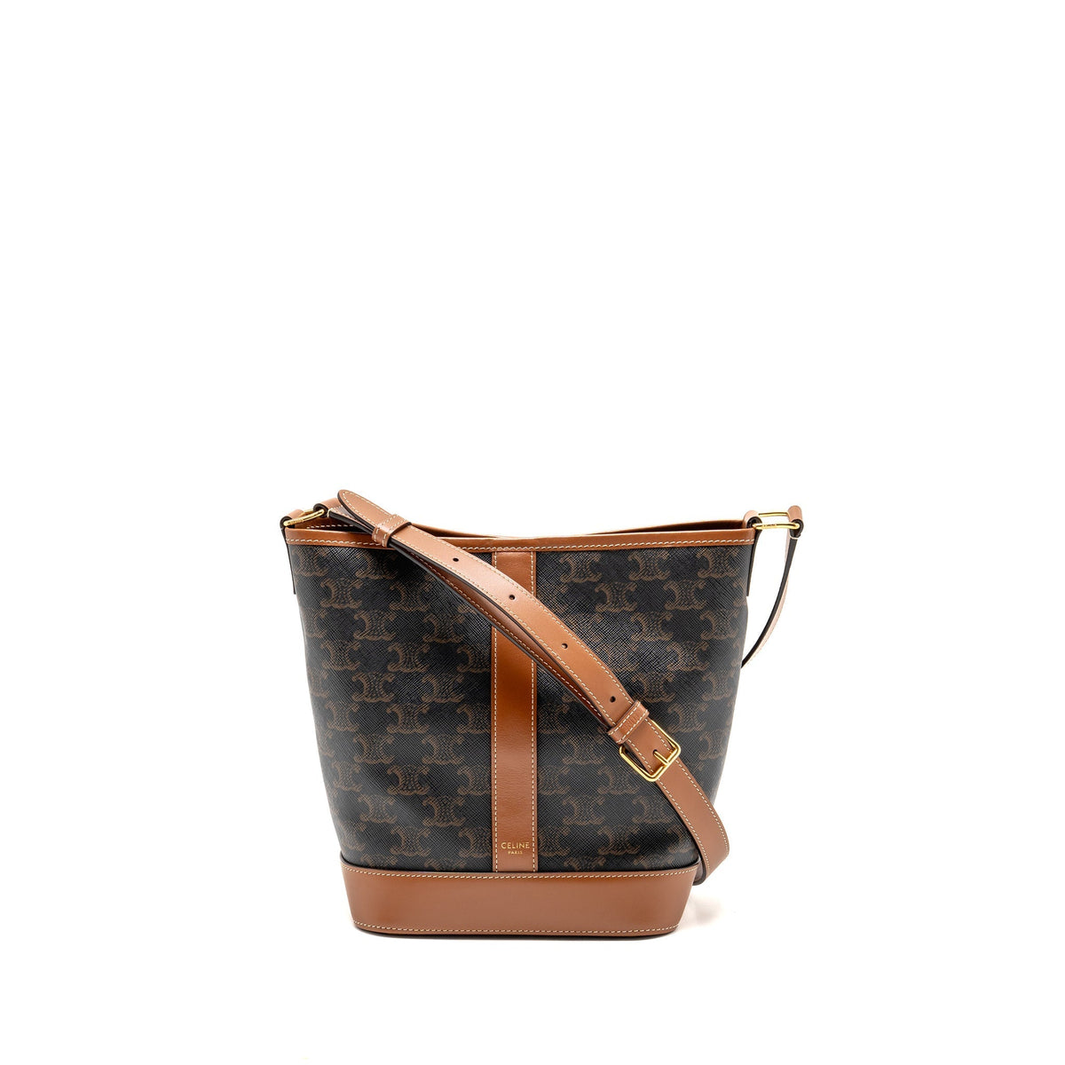 CELINE SMALL BUCKET BAG TRIOMPHE CANVAS/ LEATHER GHW