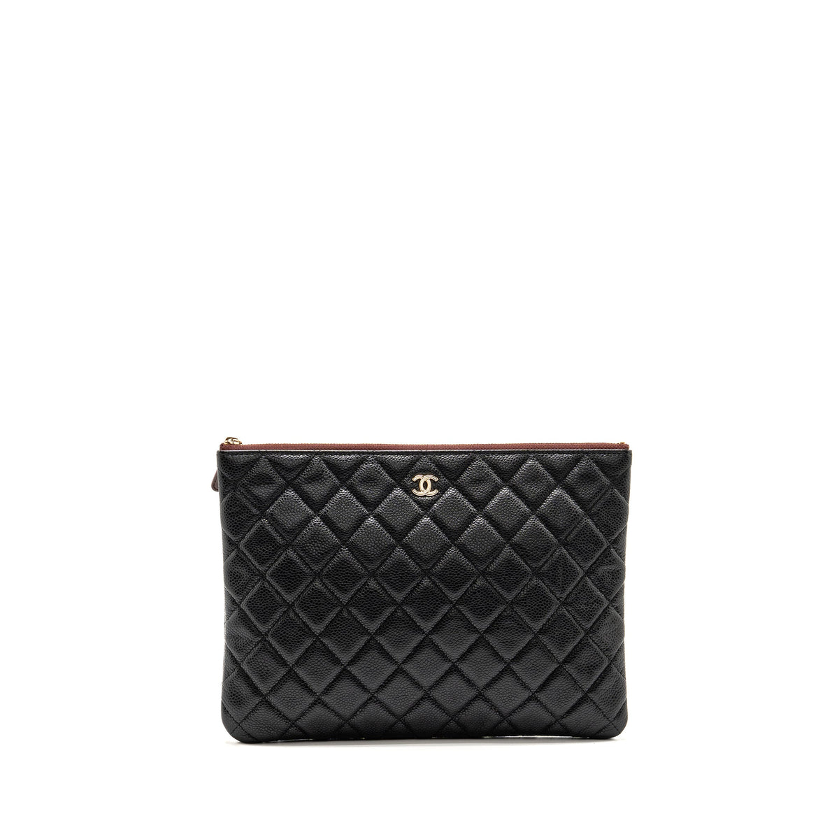 CHANEL CLASSIC ZIPPED POUCH CAVIAR BLACK LGHW
