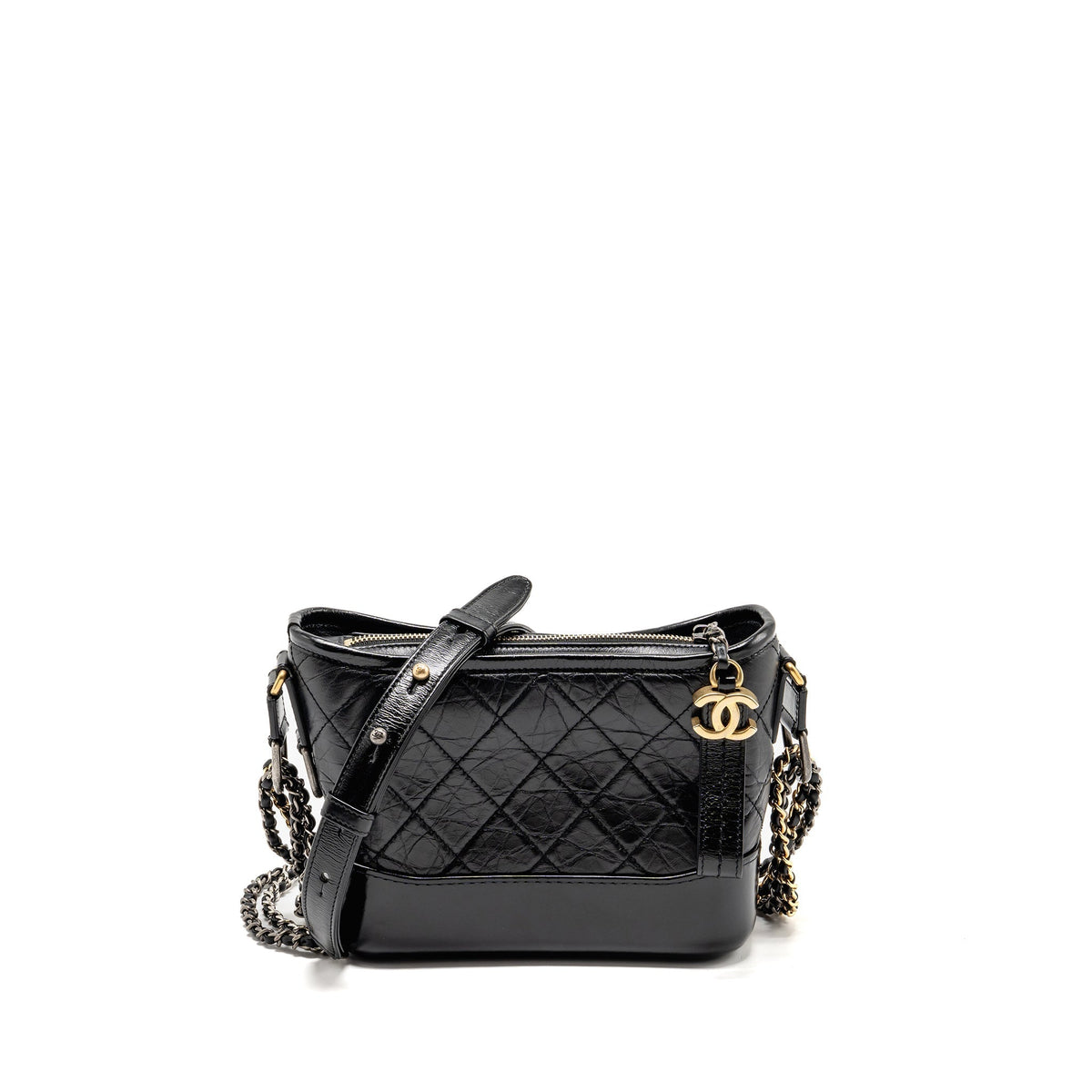 CHANEL SMALL GABRIELLE HOBO BAG CALFSKIN BLACK MULTICOLOR HARDWARE