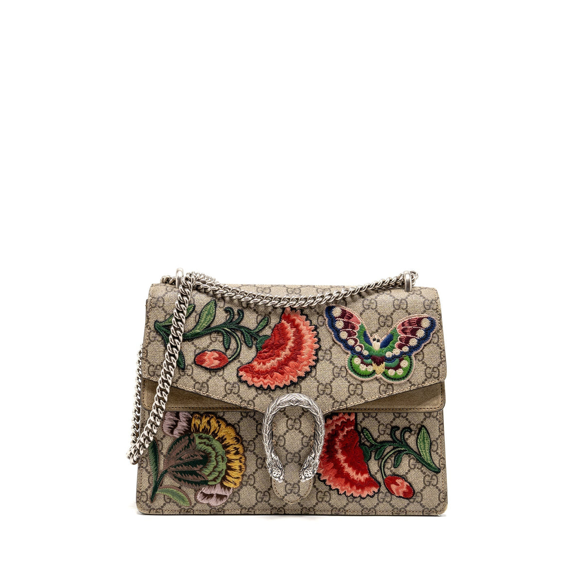 GUCCI MEDIUM EMBROIDERED DIONYSUS SHOULDER BAG GG SUPREME CANVAS/LEATHER MULTICOLOUR SHW