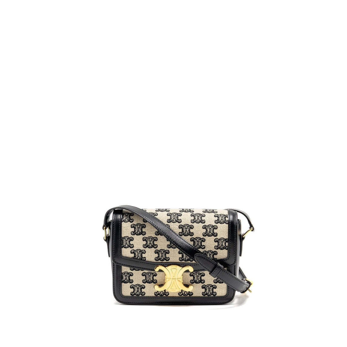 CELINE TEEN TRIOMPHE BAG TRIOMPHE CANVAS/CALFSKIN BLACK/WHITE GHW