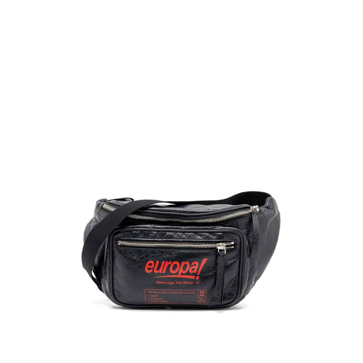 BALENCIAGA EUROPA BELT BAG CALFSKIN BLACK/RED SHW