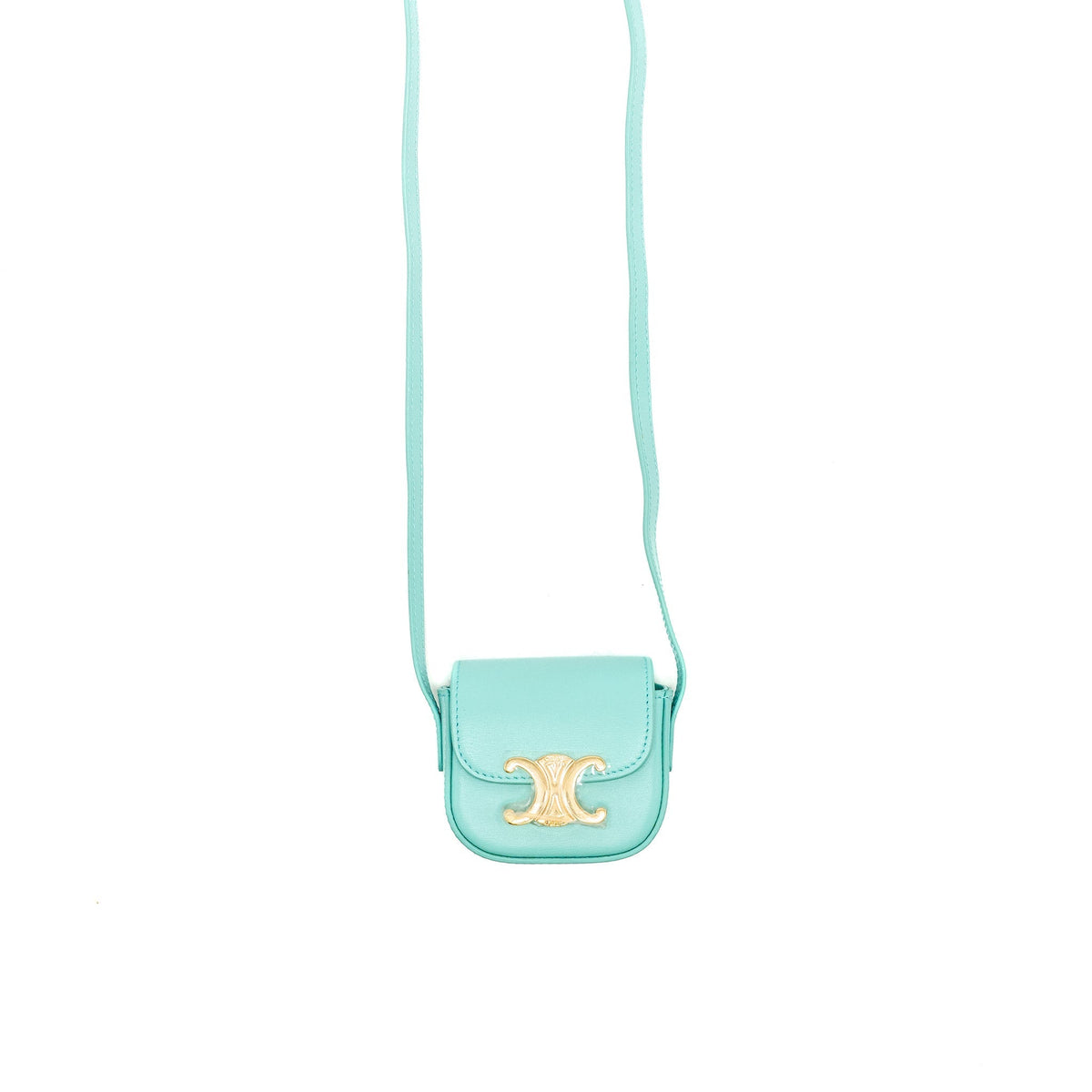 CELINE MINI CLAUDE SHINY CALFSKIN BLUE GHW