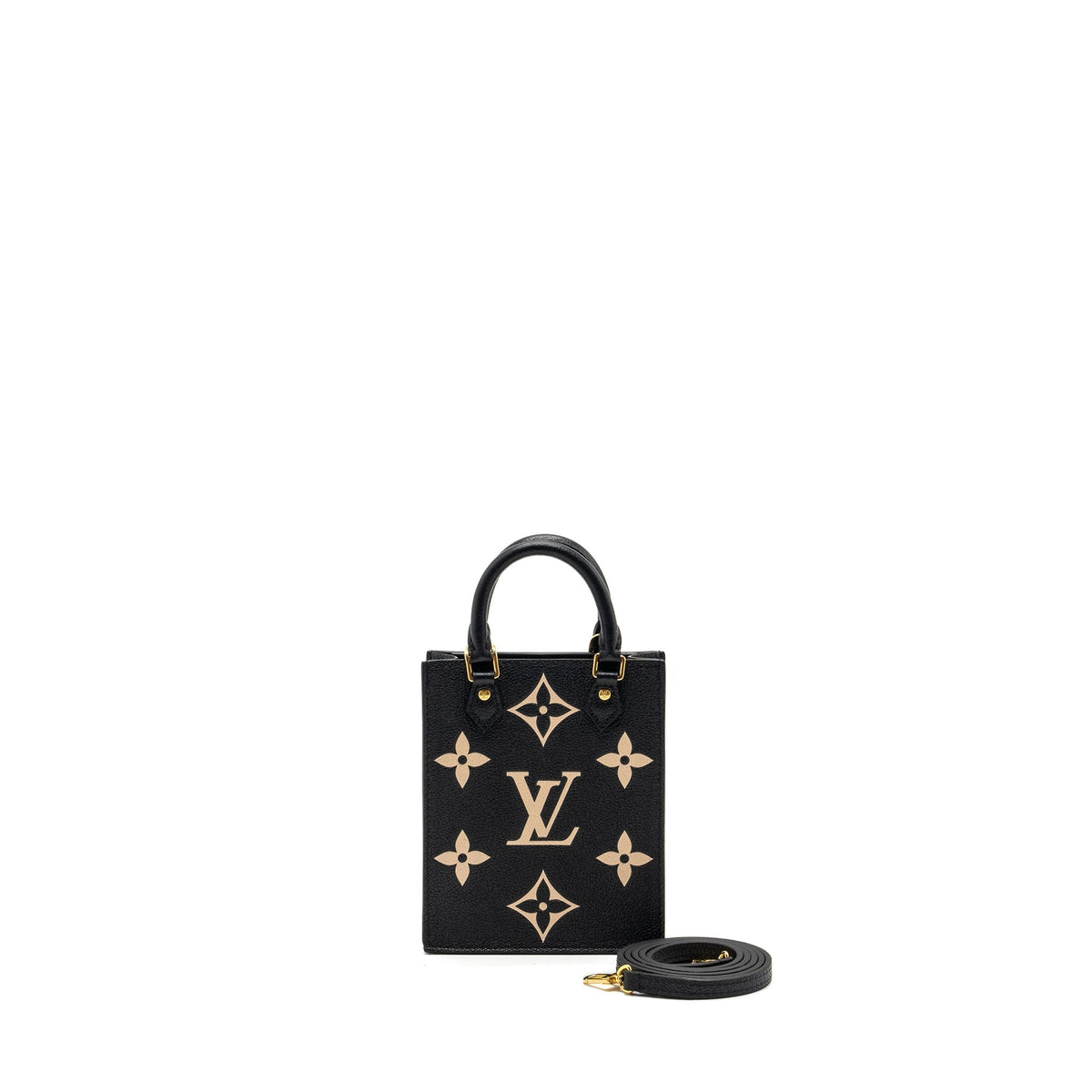 LOUIS VUITTON PETIT SAC PLAT MONOGRAM EMPREINTE CALFSKIN BLACK GHW (NEW VERSION)