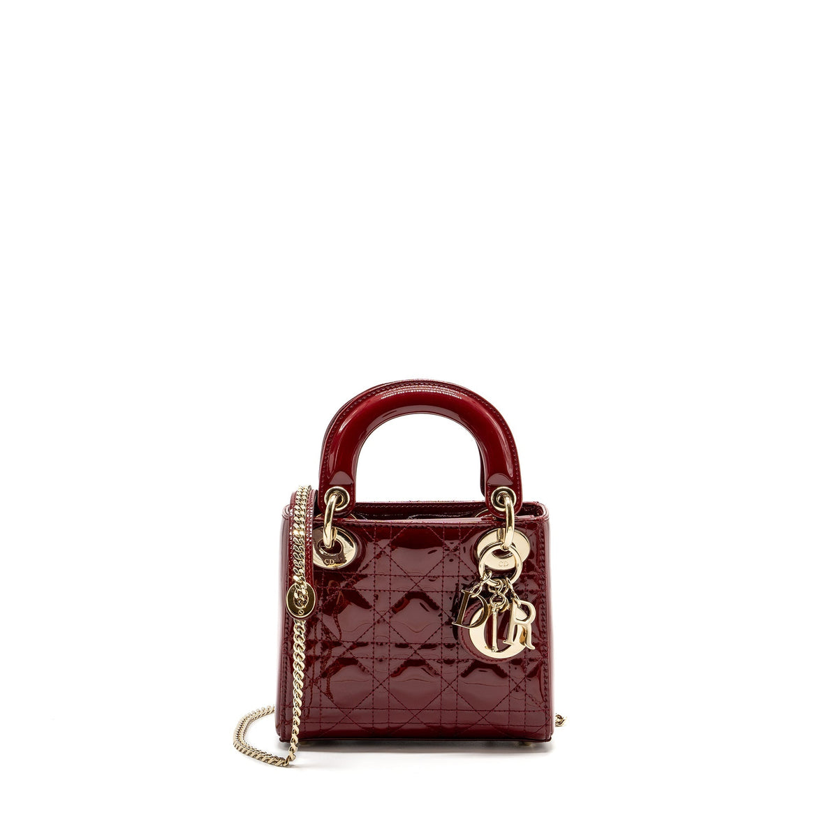 DIOR MINI LADY DIOR PATENT RED LGHW