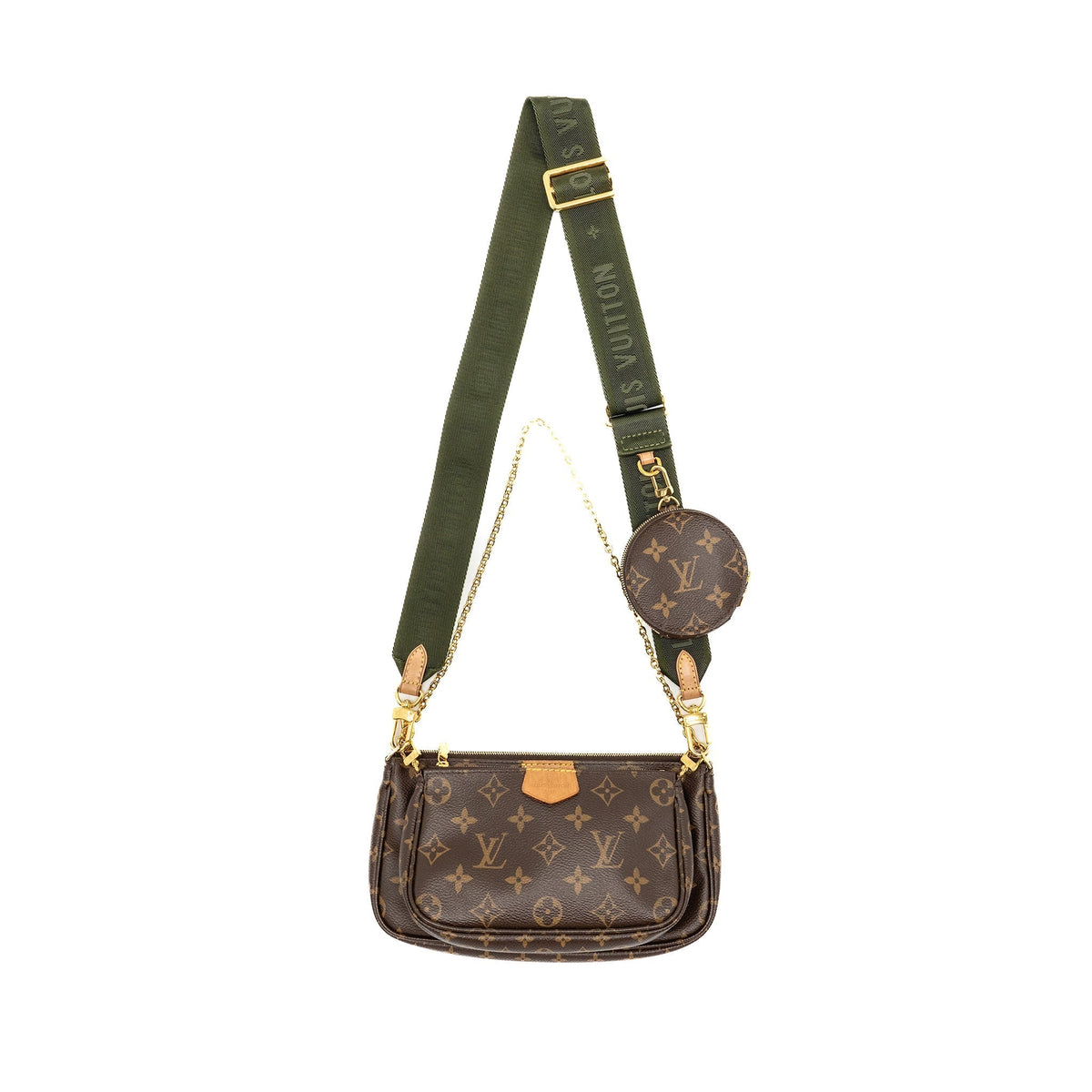 LOUIS VUITTON MULTI POCHETTE KHAKI STRAP MONOGRAM CANVAS GHW
