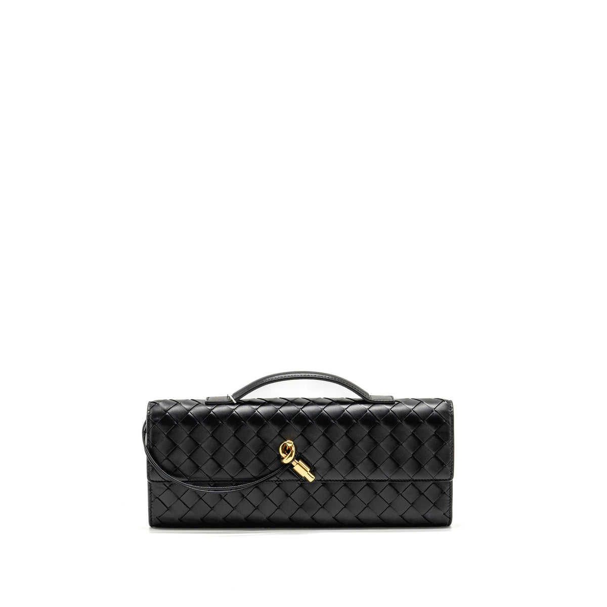 BOTTEGA VENETA ANDIAMO CLUTCH LAMBSKIN BLACK GHW