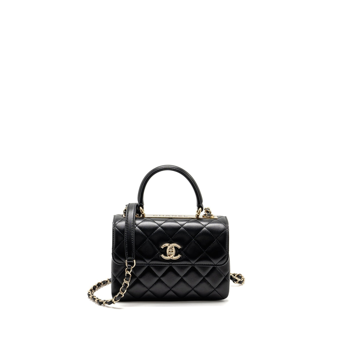CHANEL 24S MINI TRENDY CC LAMBSKIN BLACK LGHW(MICROCHIP)