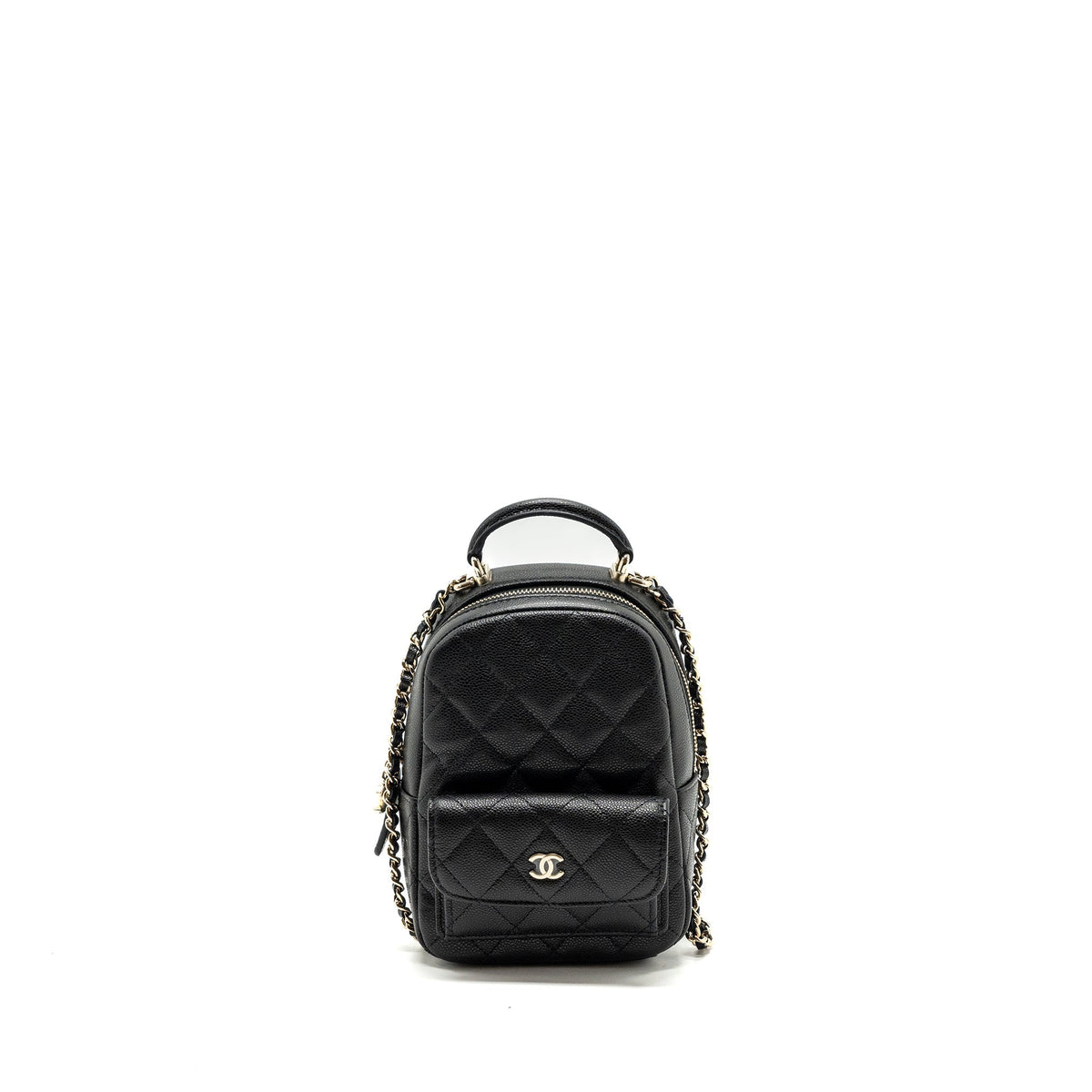 CHANEL 24C MINI BACKPACK/CROSSBODY BAG CAVIAR BLACK LGHW (MICROCHIP)
