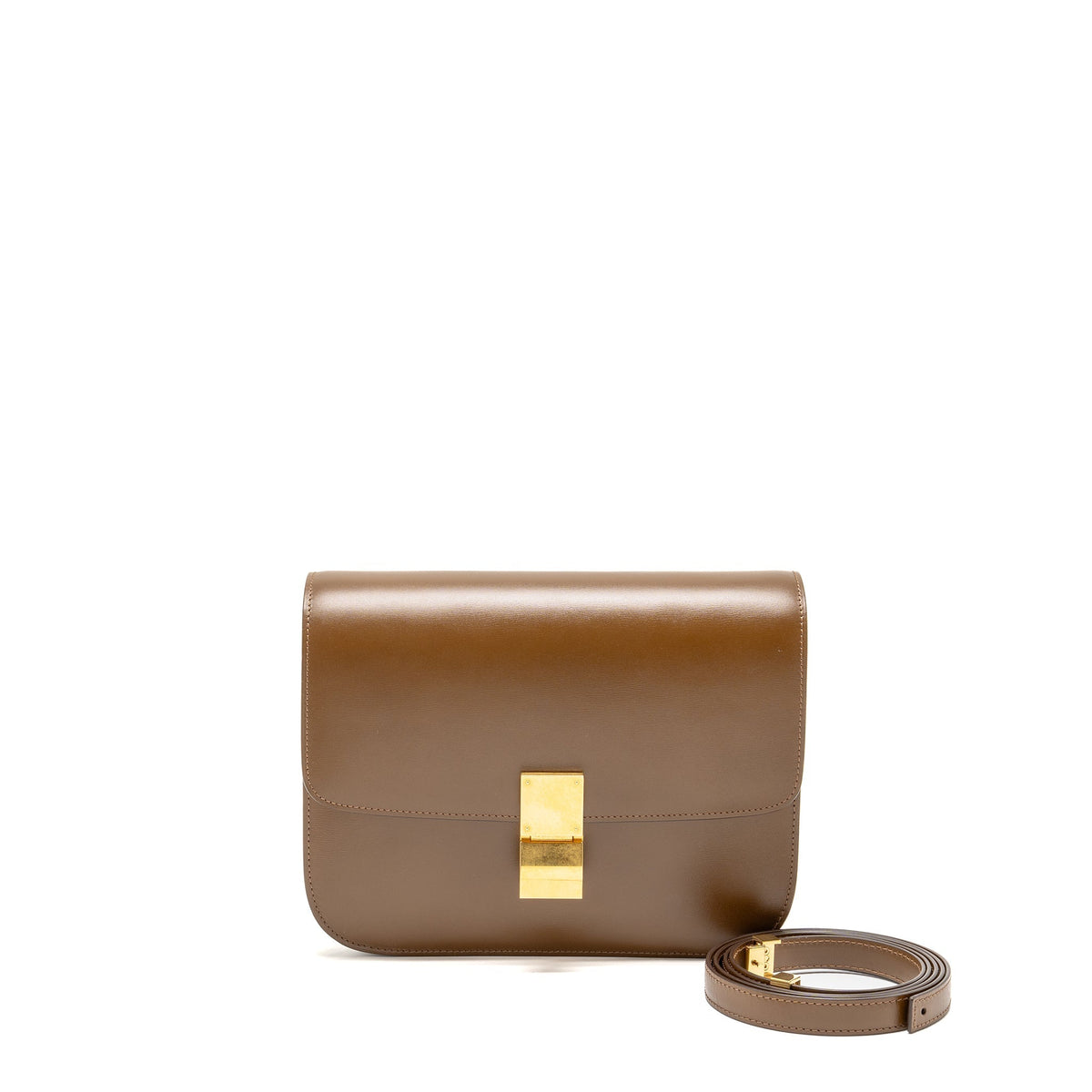 CELINE MEDIUM CLASSIC BOX BAG CALFSKIN CAMEL GHW