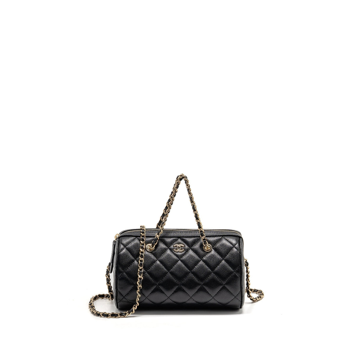 CHANEL 25P MINI BOWLING BAG CAVIAR BLACK LGHW (MICROCHIP)