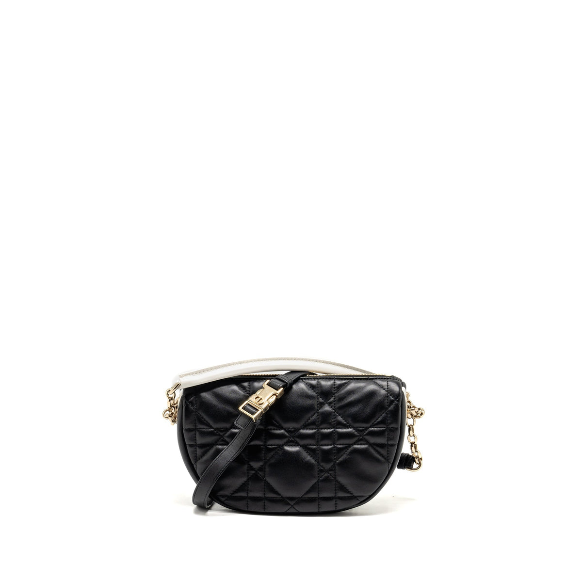 DIOR SMALL VIBE HOBO BAG CANNAGE LAMBSKIN BLACK/WHITE LGHW