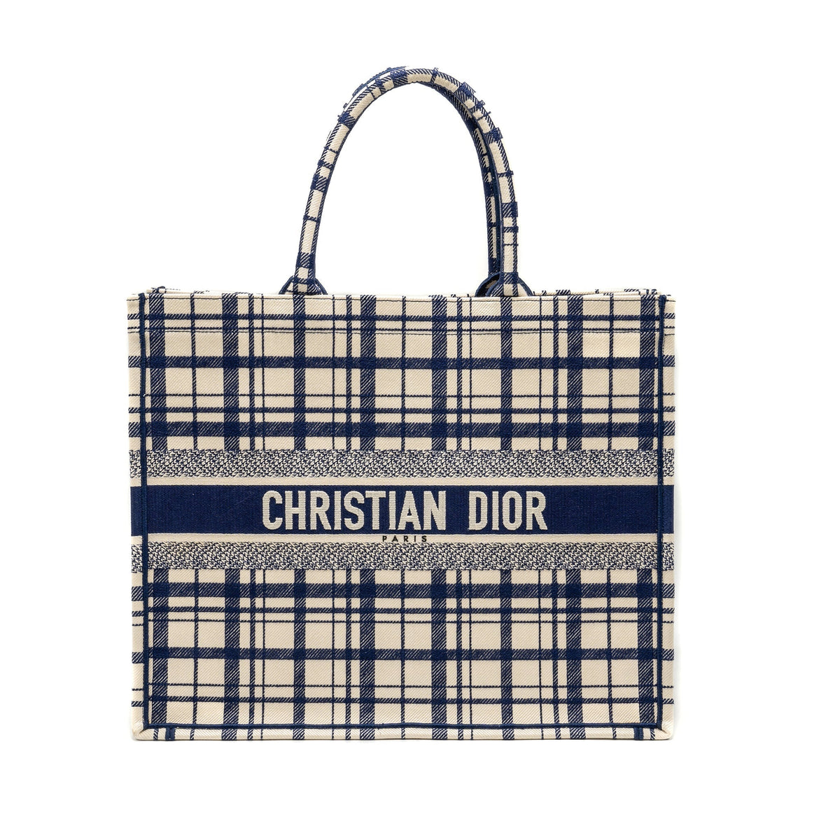 DIOR LARGE BOOK TOTE LINEN BLUE CANVAS
