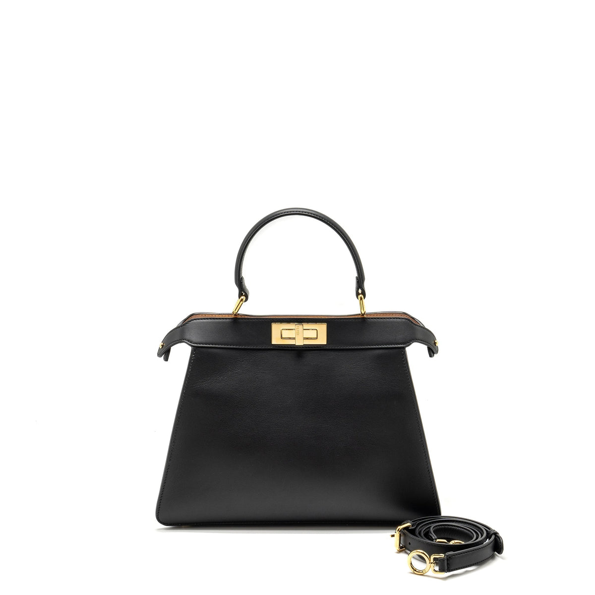 FENDI ISEEU MEDIUM PEEKABOO CALFSKIN BLACK/LIGHT PINK GHW