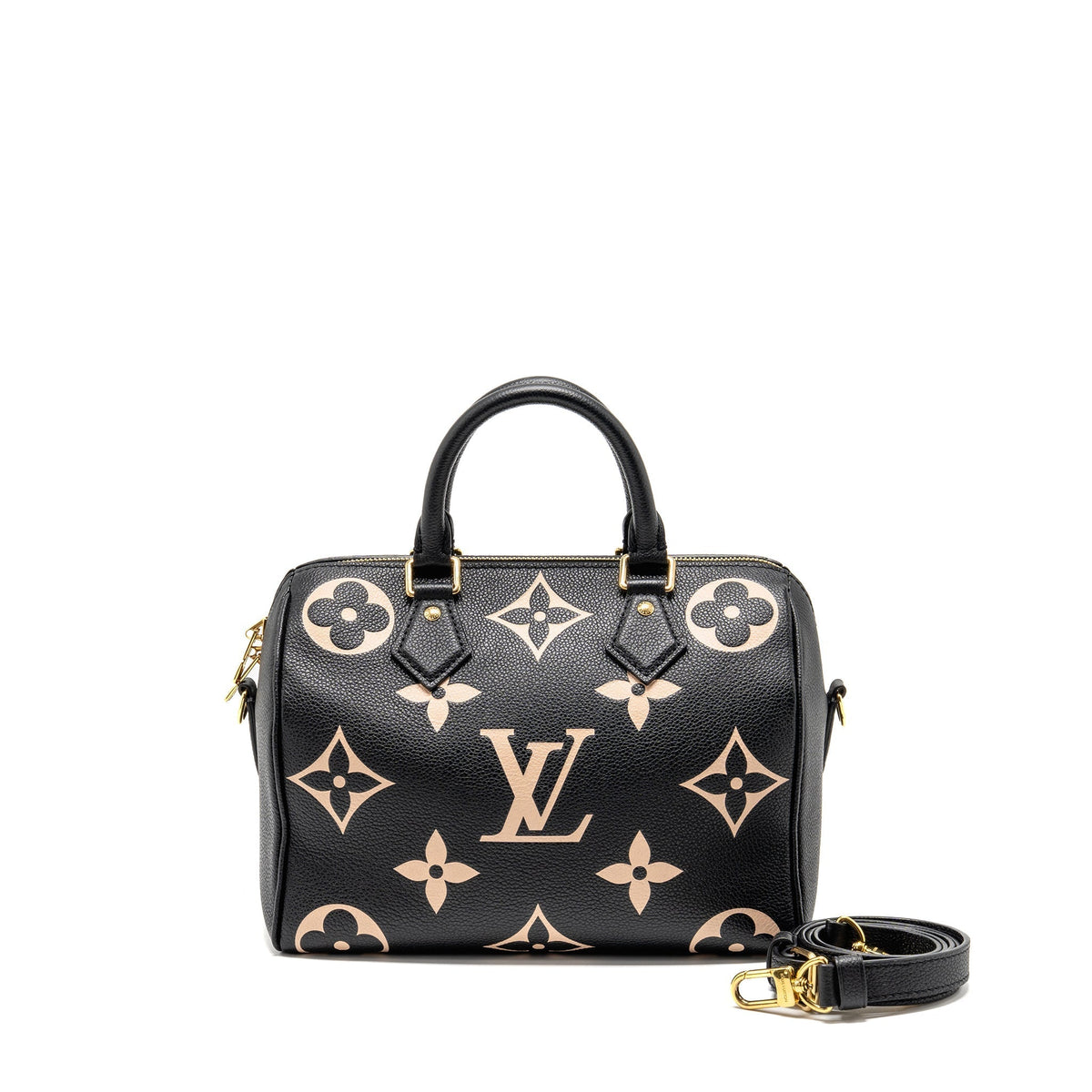 LOUIS VUITTON SPEEDY BANDOULIERE 25 BICOLOUR MONOGRAM EMPREINTE LEATHER BLACK/BEIGE GHW