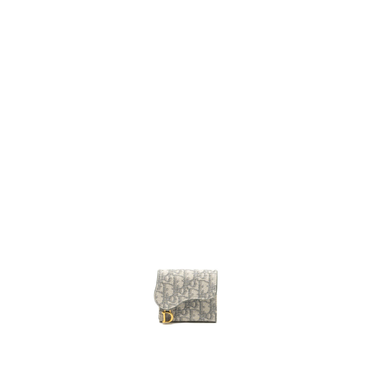DIOR SADDLE LOTUS WALLET GREY OBLIQUE JACQUARD GHW