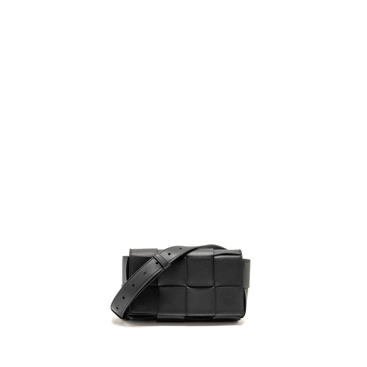 BOTTEGA VENETA CASSETTE BELT BAG CALFSKIN BLACK GHW
