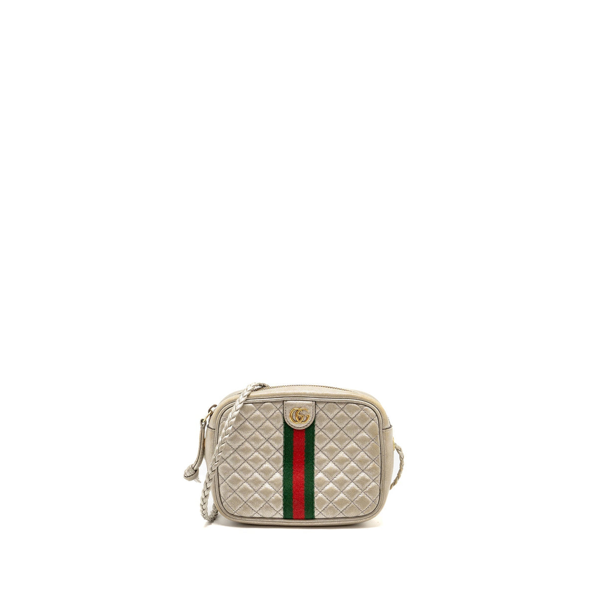 GUCCI GG OPHIDIA CROSSBODY BAG CALFSKIN METALLIC SILVER GHW