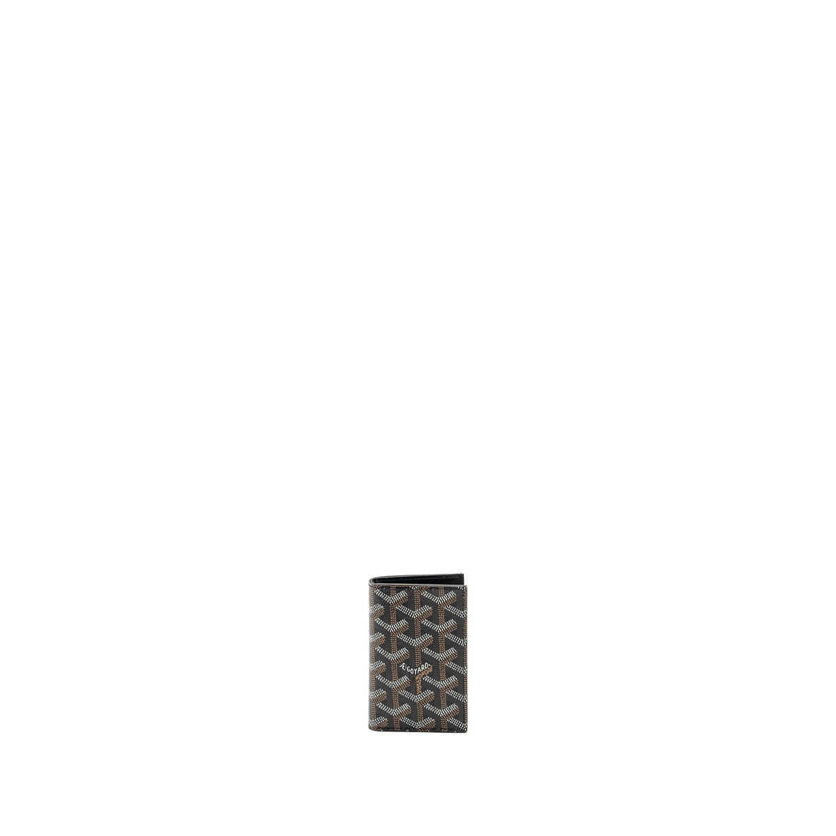 GOYARD SAINT-PIERRE CARD WALLET GOYARDINE CANVAS/CALFSKIN BLACK