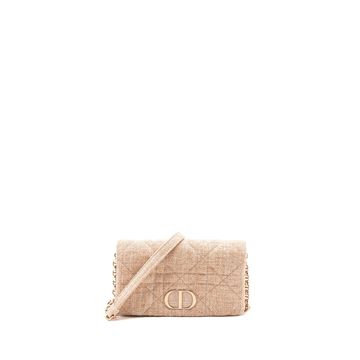 DIOR CARO POUCH CANVAS LIGHT PINK WITH PINK HARDWARE