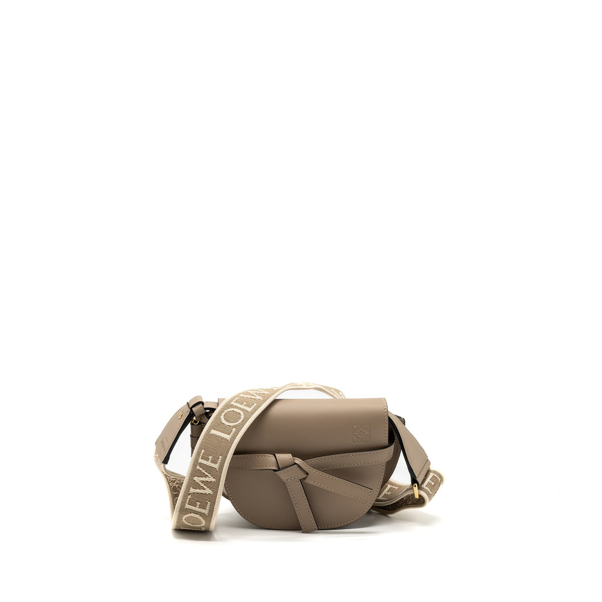 LOEWE MINI GATE DUAL BAG SOFT CALFSKIN SAND GHW
