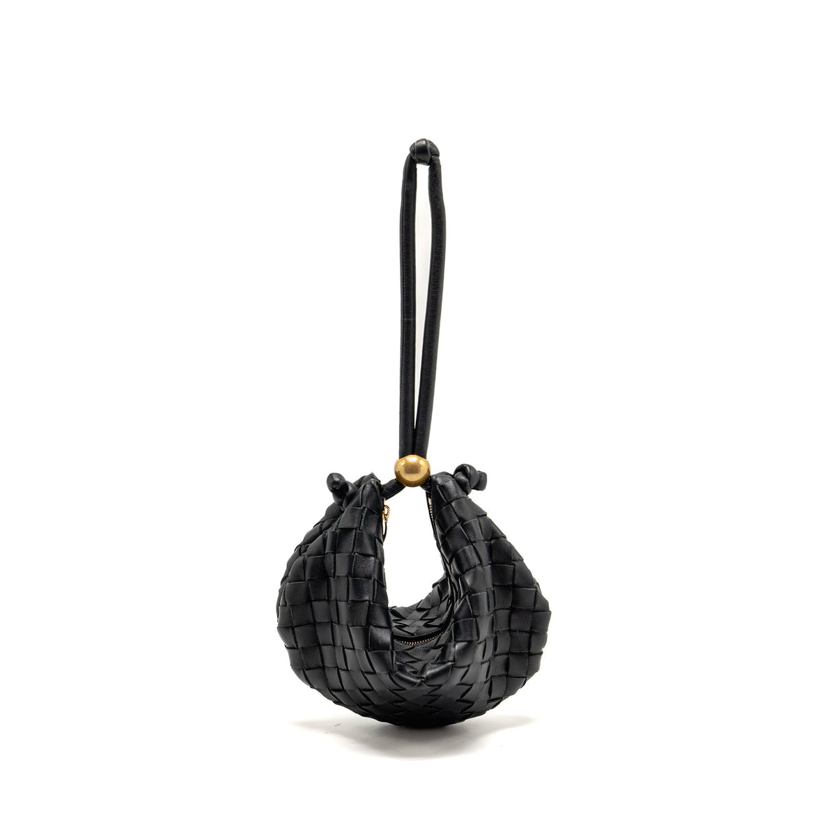 BOTTEGA VENETA MINI TURN POUCH LAMBSKIN BLACK GHW