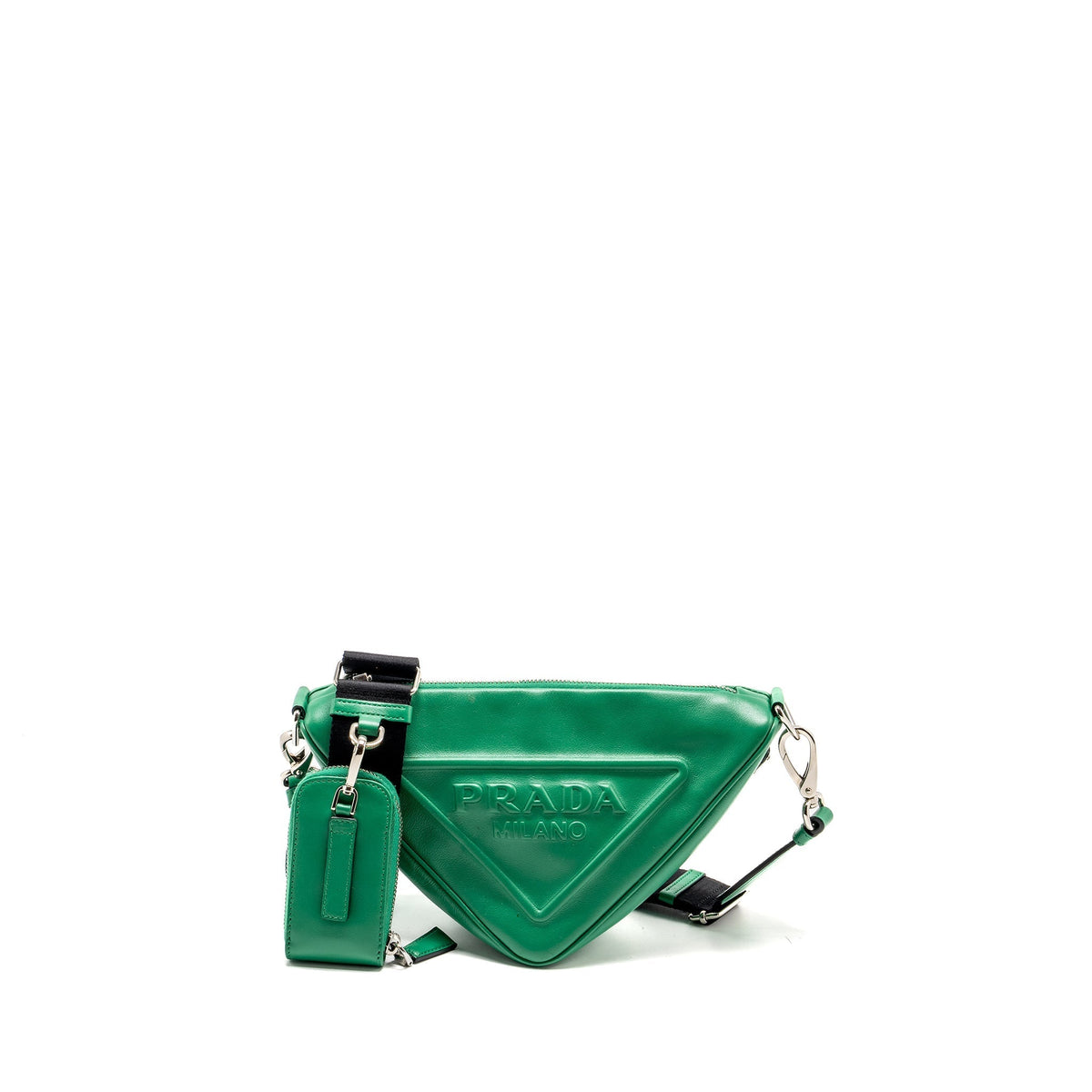 PRADA TRIANGLE SHOULDER BAG LEATHER GREEN SHW